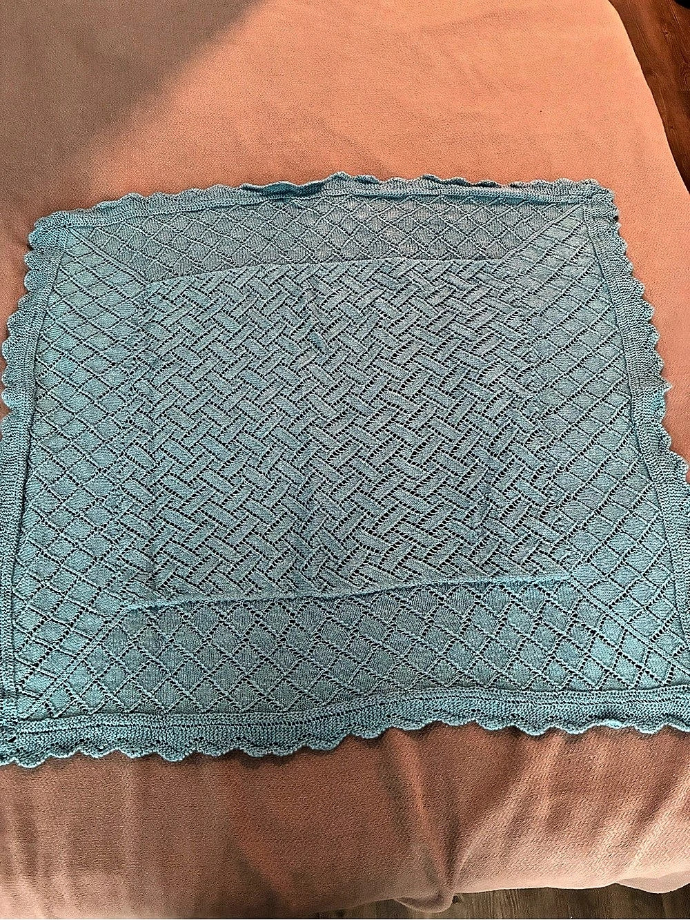 Hand Knit Blue Shawl